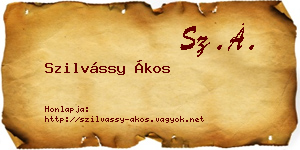 Szilvássy Ákos névjegykártya