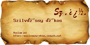 Szilvássy Ákos névjegykártya